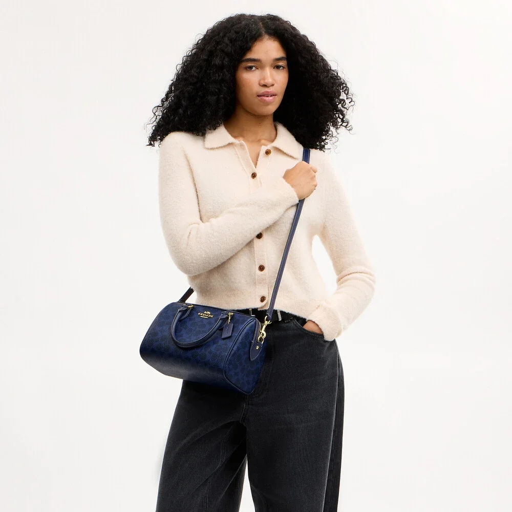 Coach Outlet Rowan Satchel Bag In Signature Navy Canvas